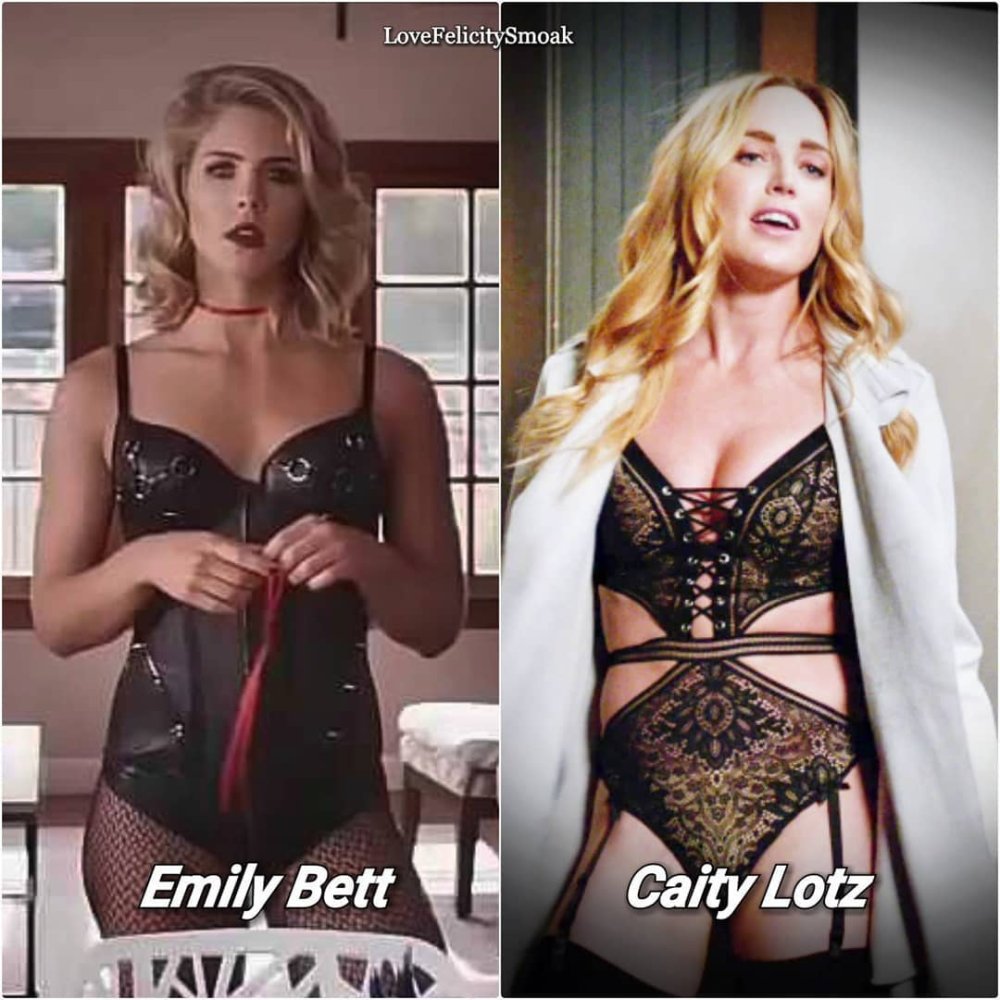 Emily Bett Ricards in Lingerie