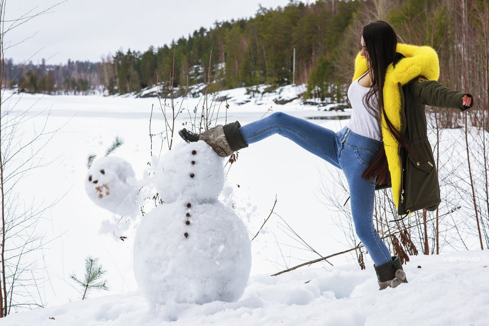 Girl and snowman
