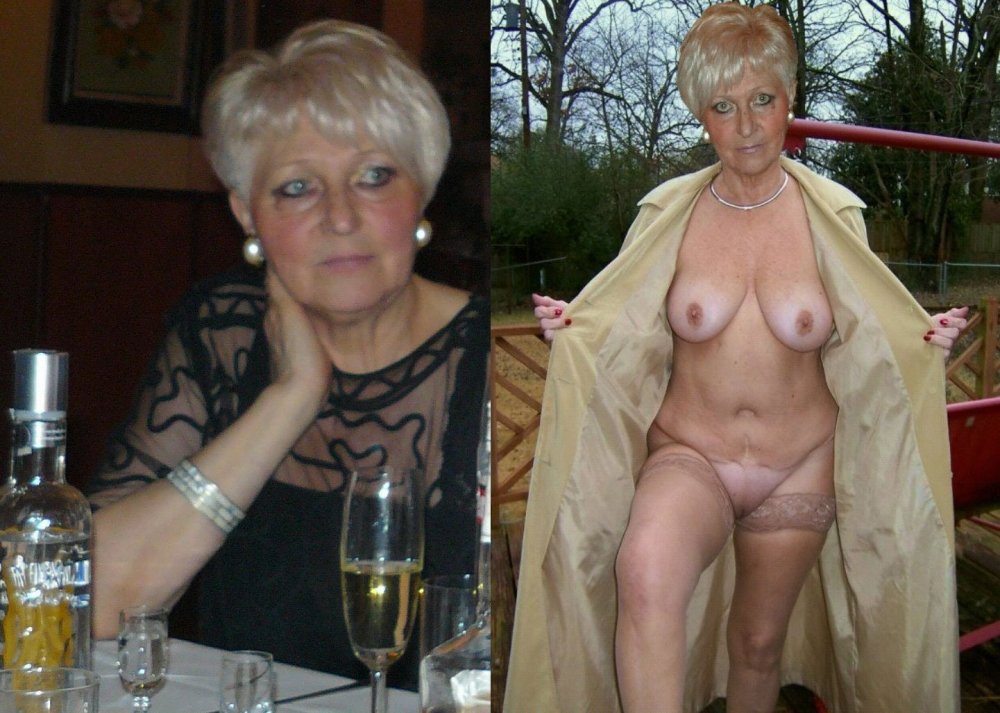 Old women naked and in clothes