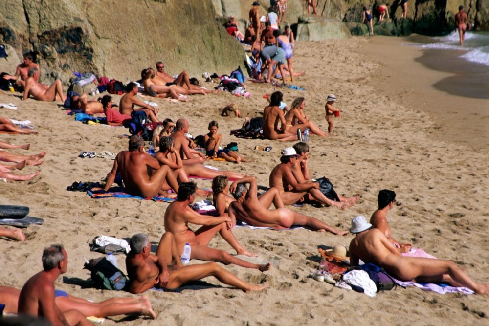 Naked families in public