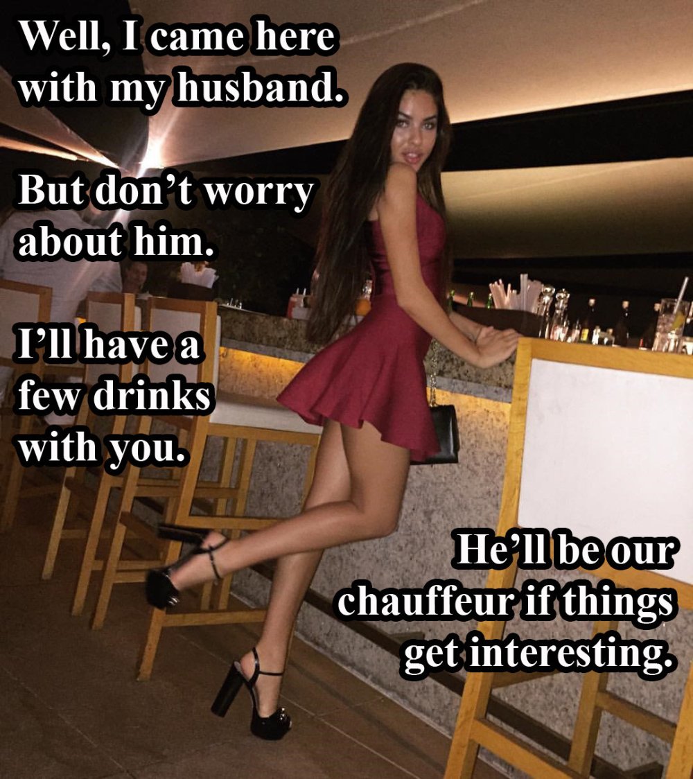 Cuckold and wife in a short Caption dress