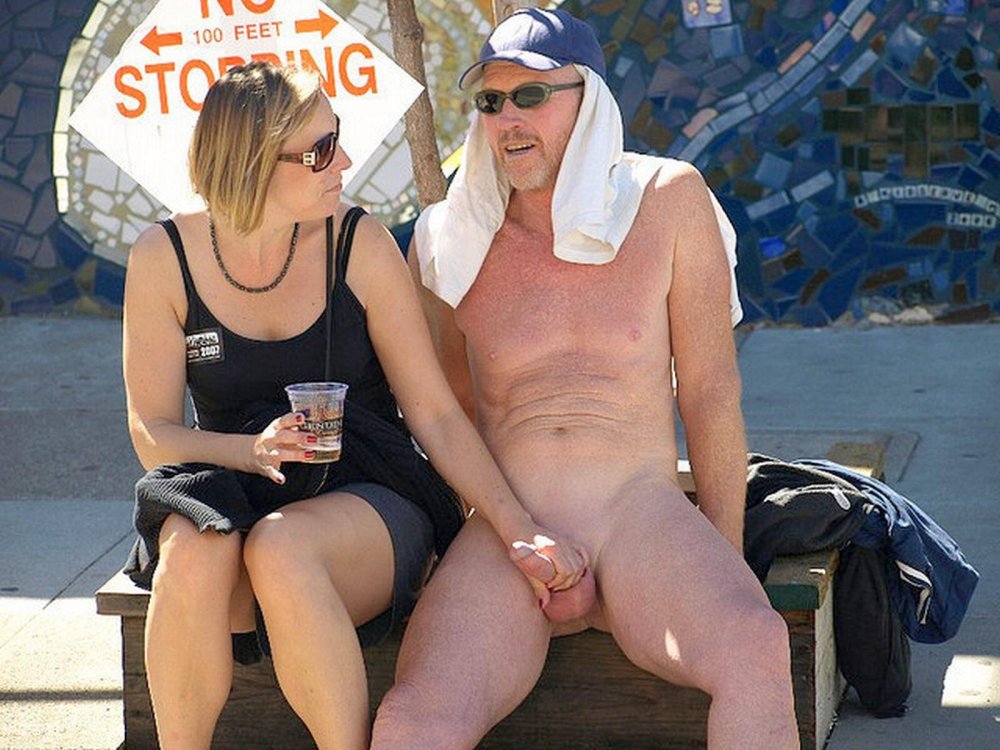 Naked guys on the streets of the city