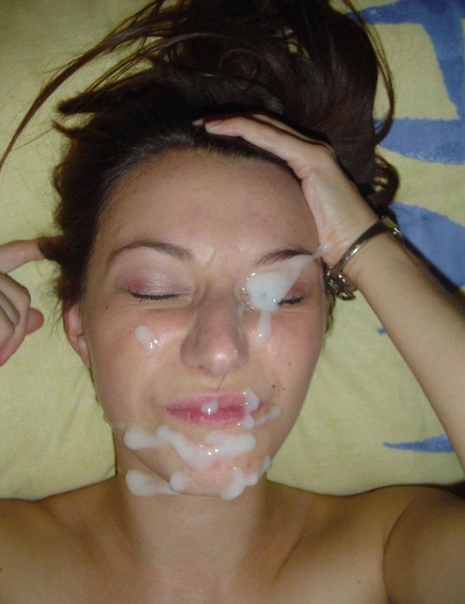 The girl was finished on her face homemade