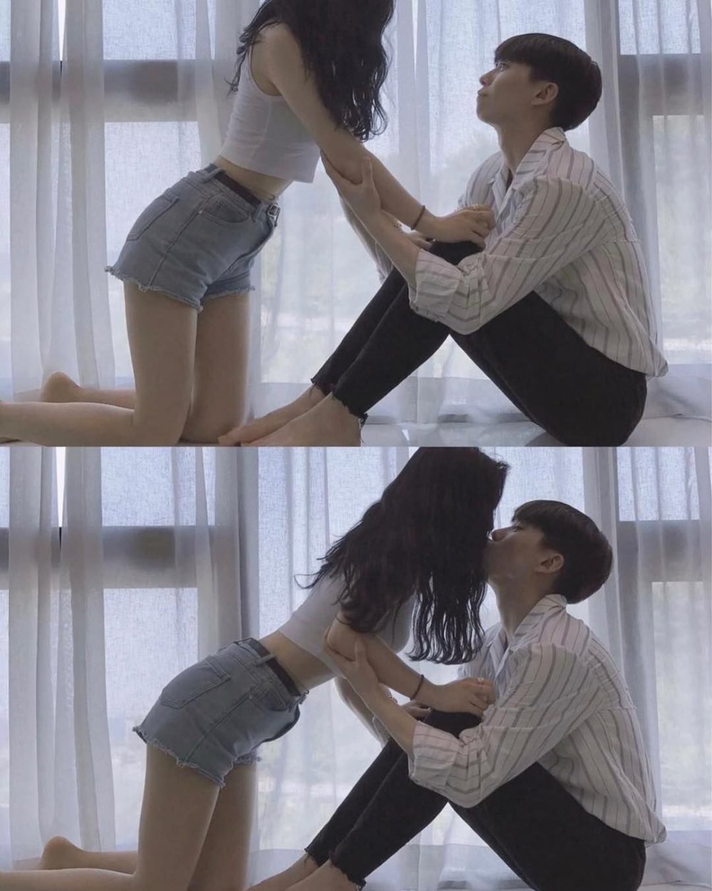 Korean couple kiss