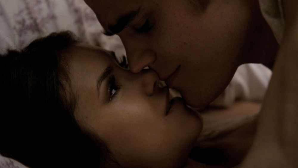Stefan and Elena in bed