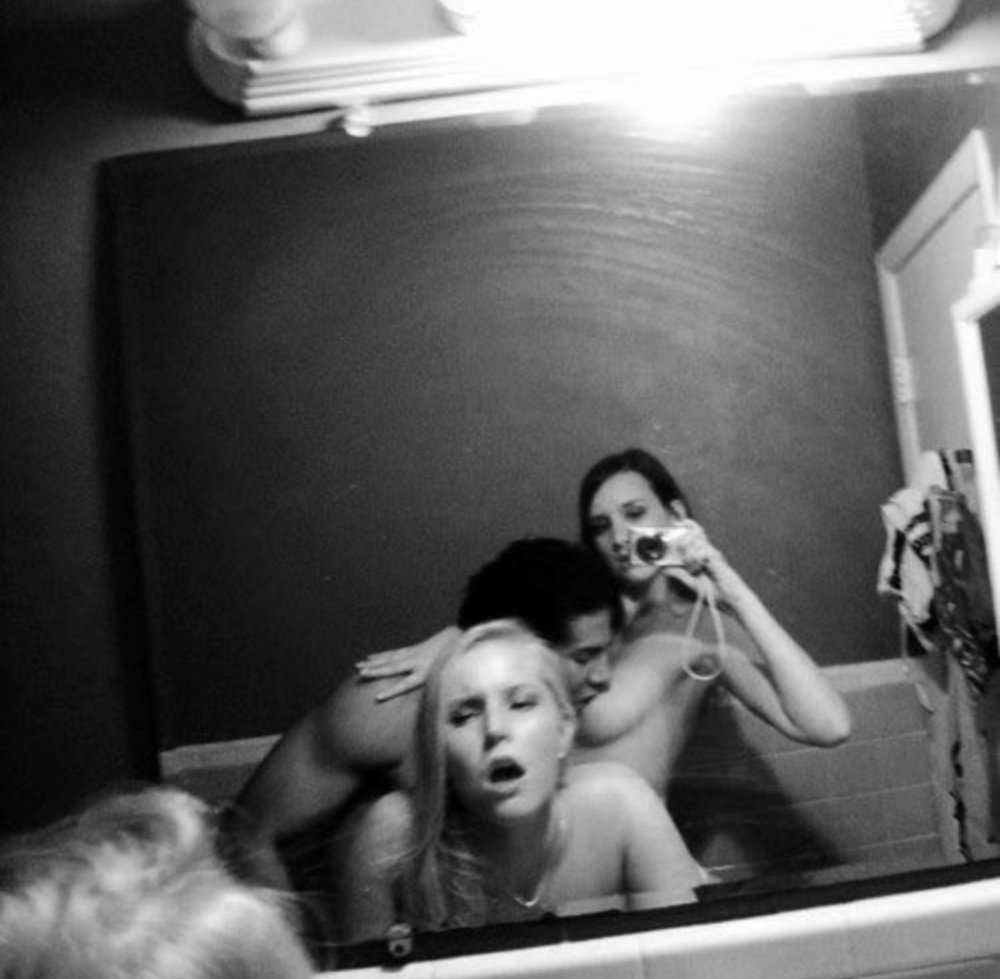 Selfies on the background of a gangbang