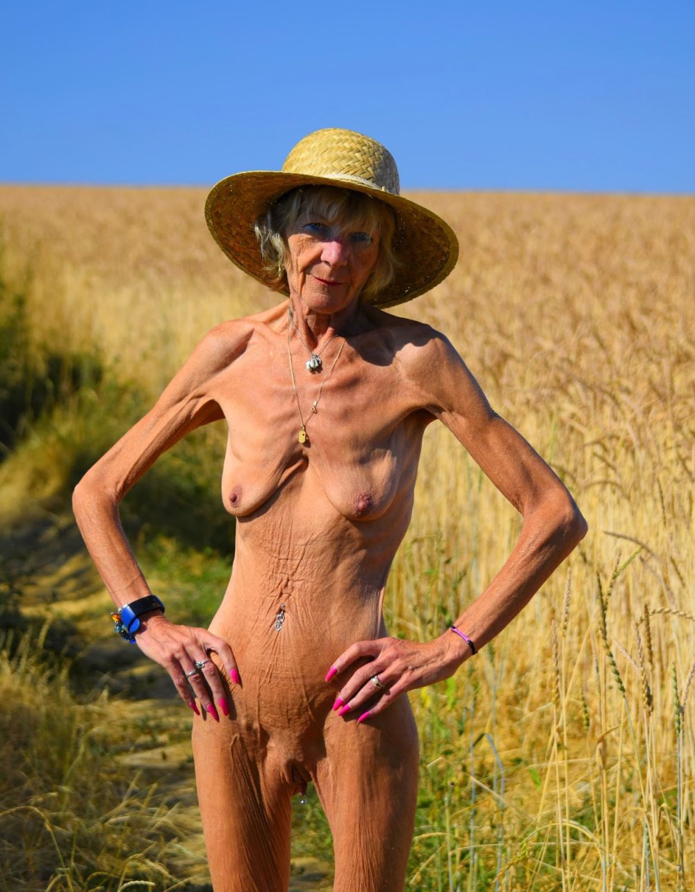 Naked thin old women