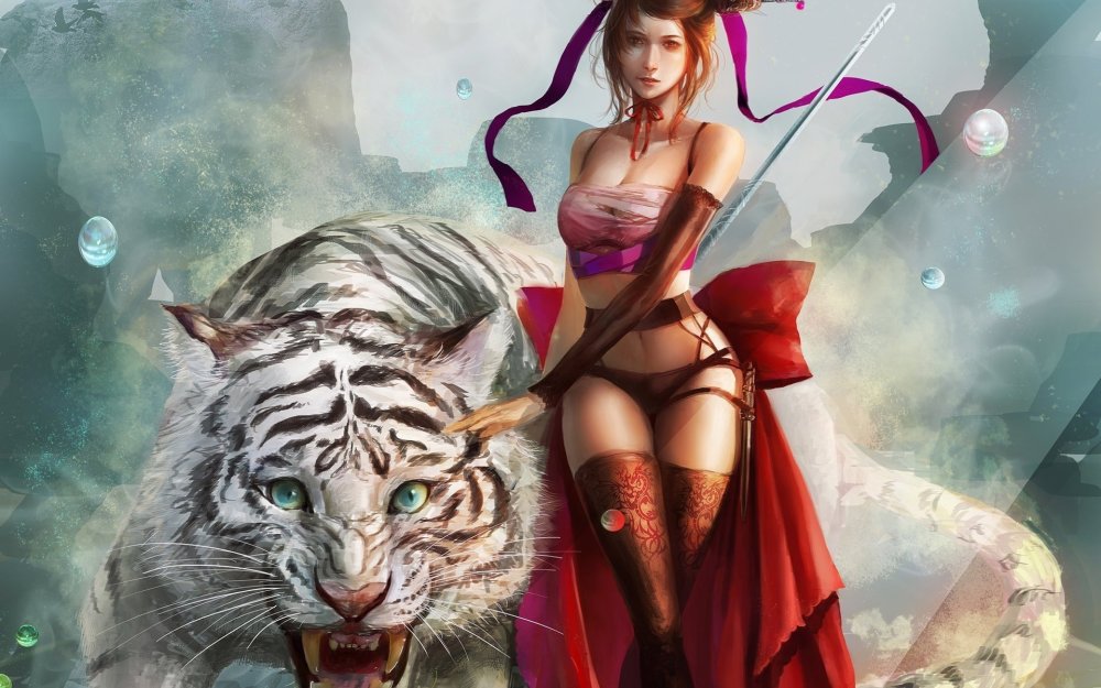 Girl with tiger fantasy