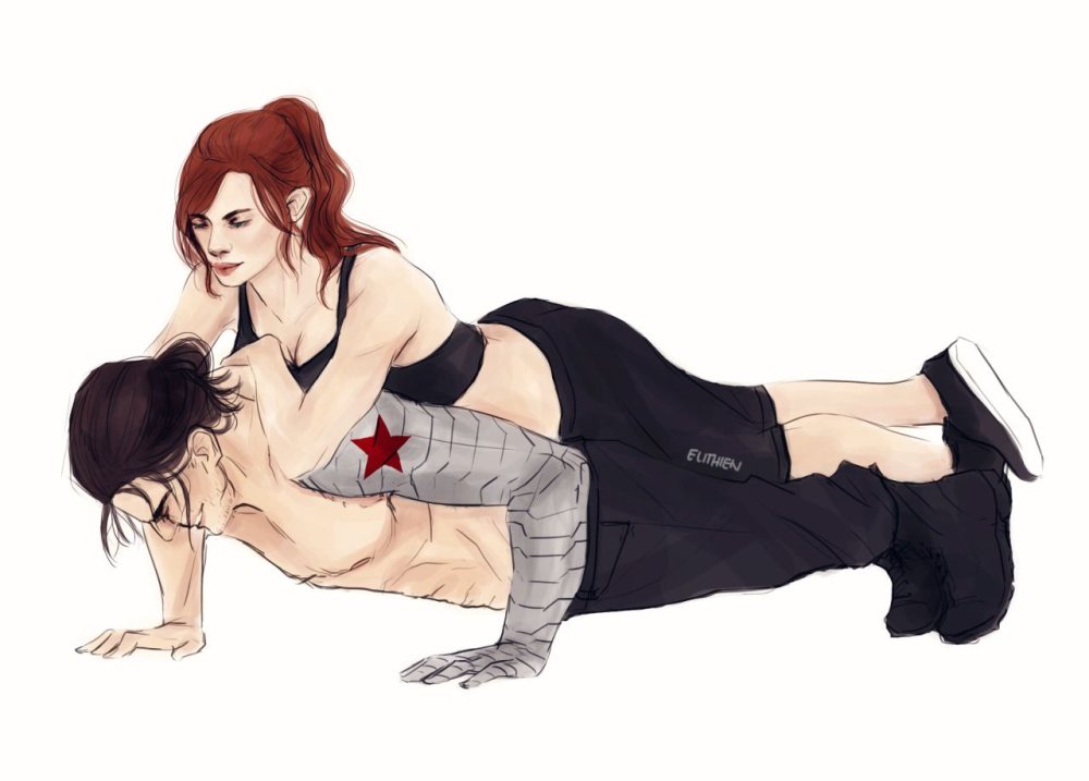 Bucky Barnes and Natasha Romanoff Art