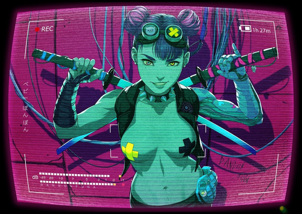 Naked in the style of cyberpunk