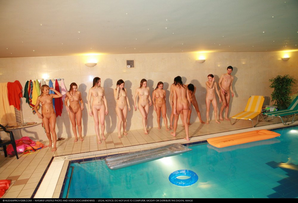 Girls in the sauna in the nude basin