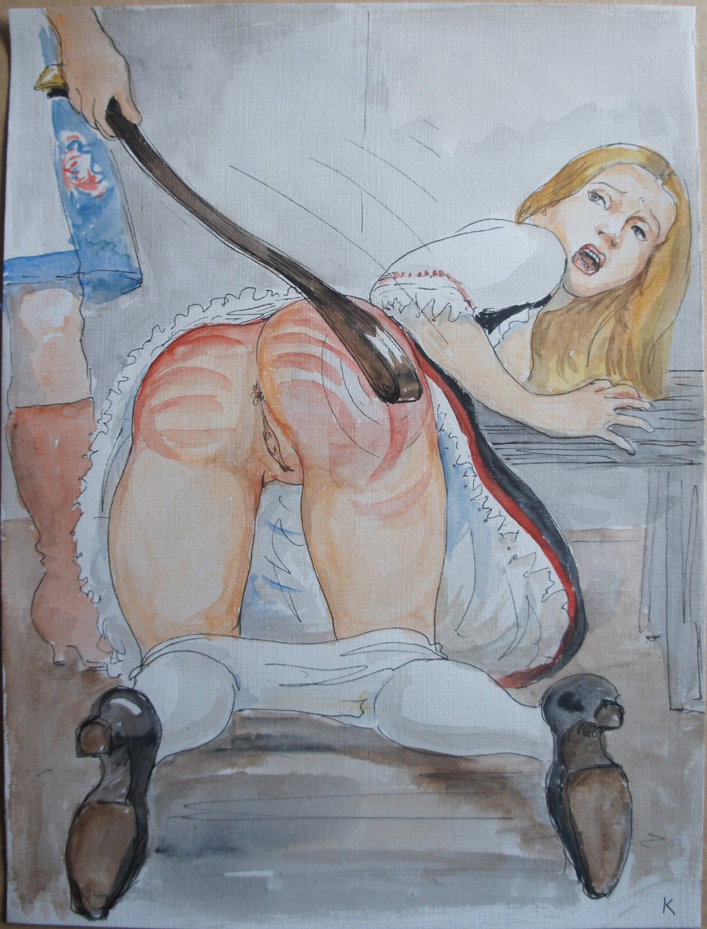 Girls spanking art
