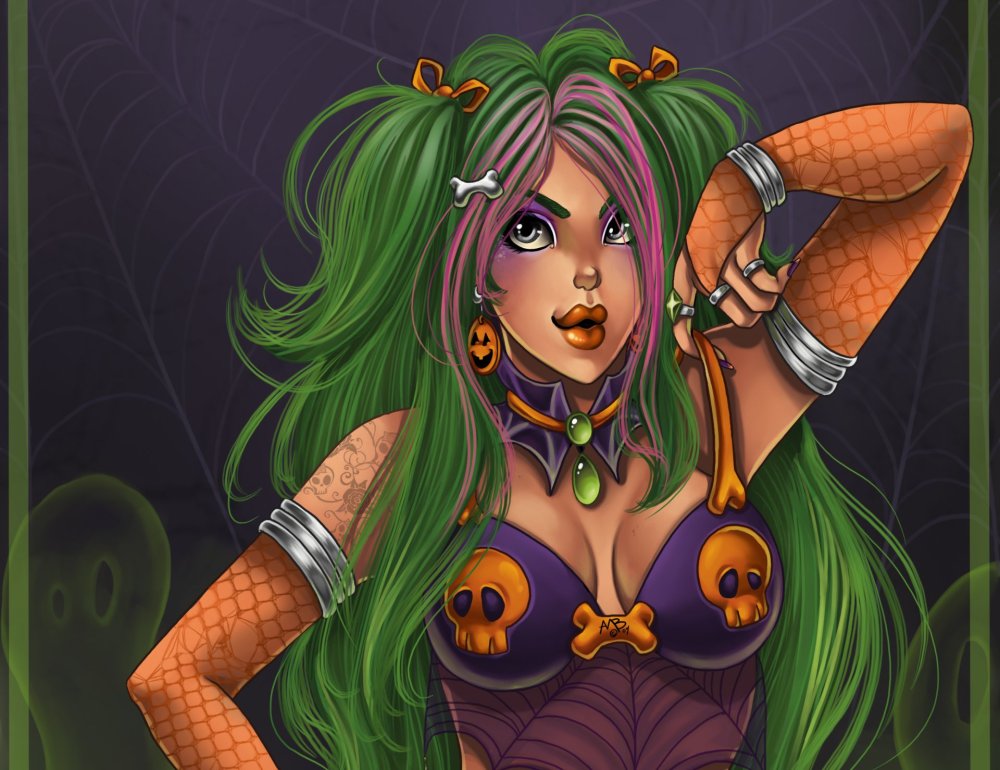 Wallpaper girl art Halloween