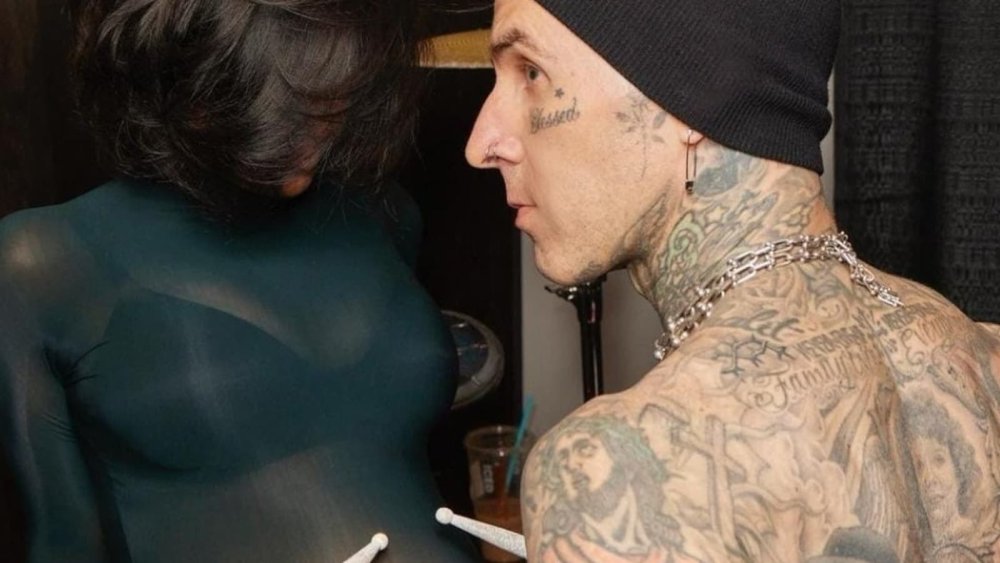 Travis Barker with wife