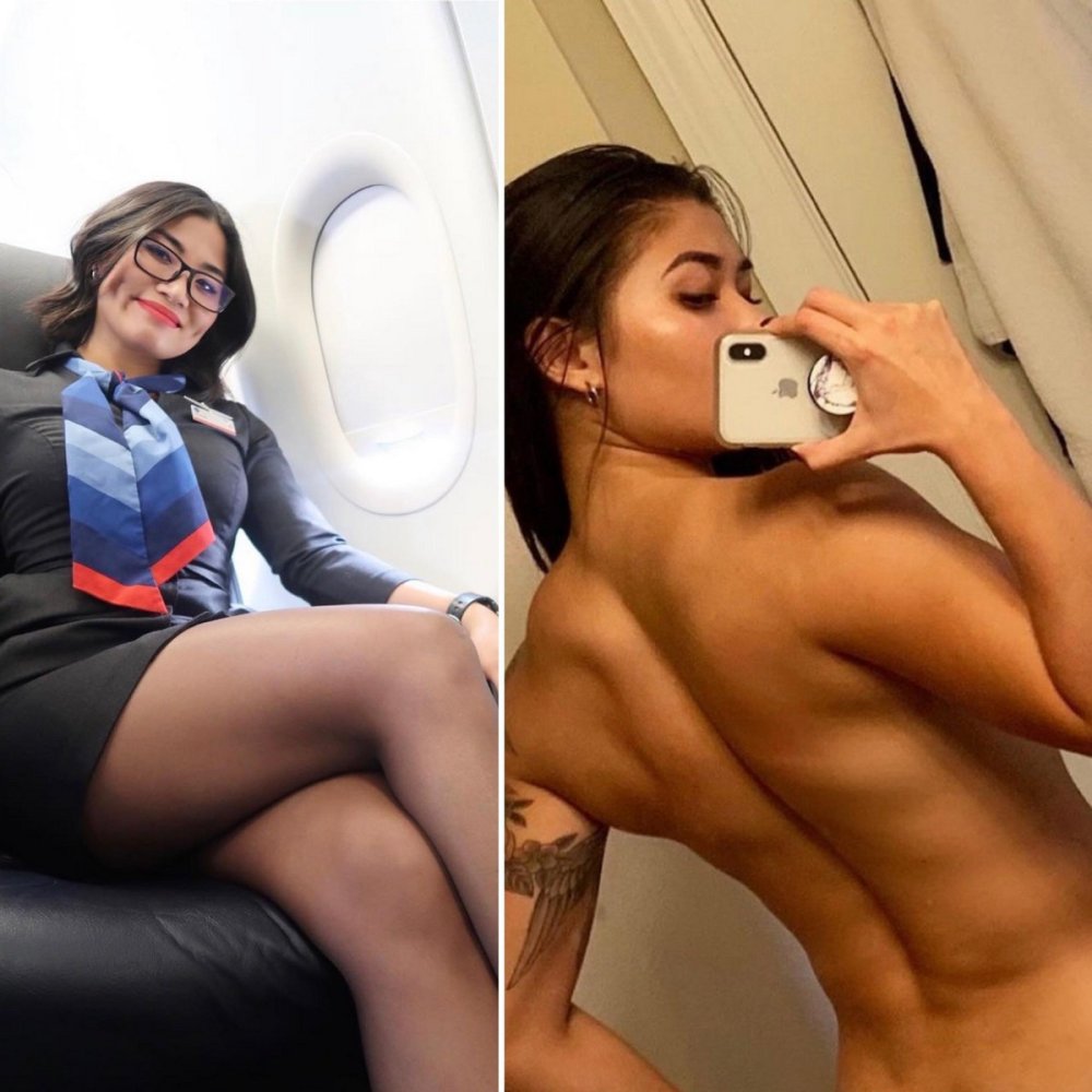 Stewardesses in the form and without