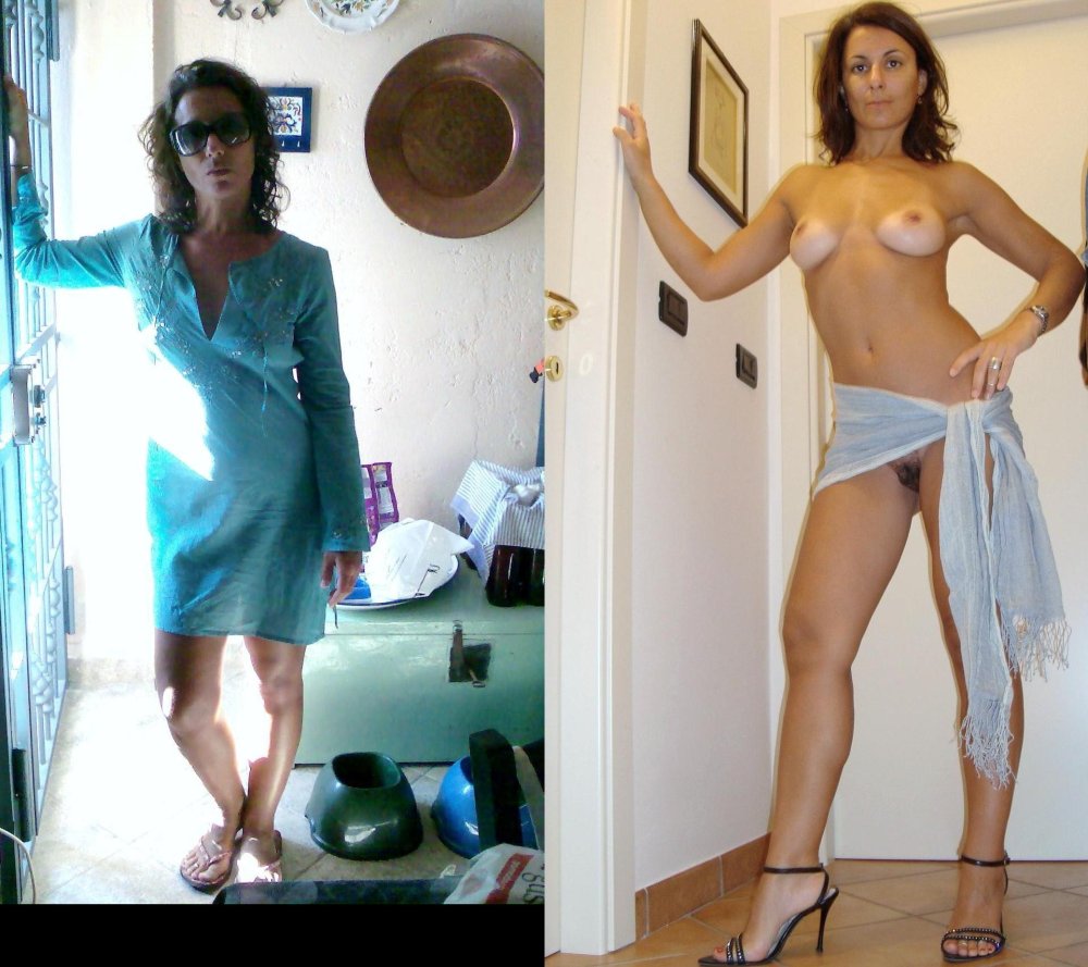 Naked women in house clothes