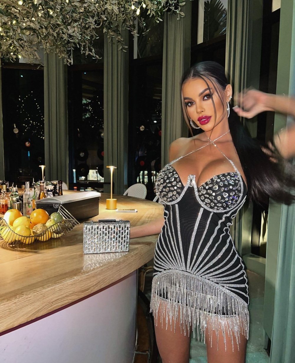 Dress with rhinestones