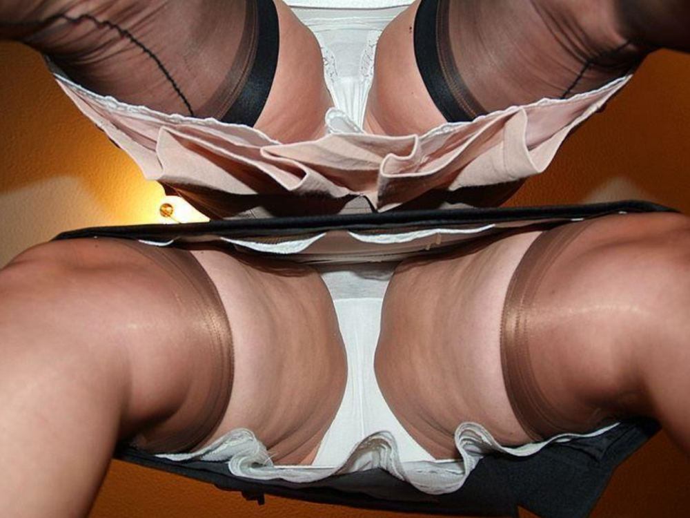 Panties under the skirt in pantyhose