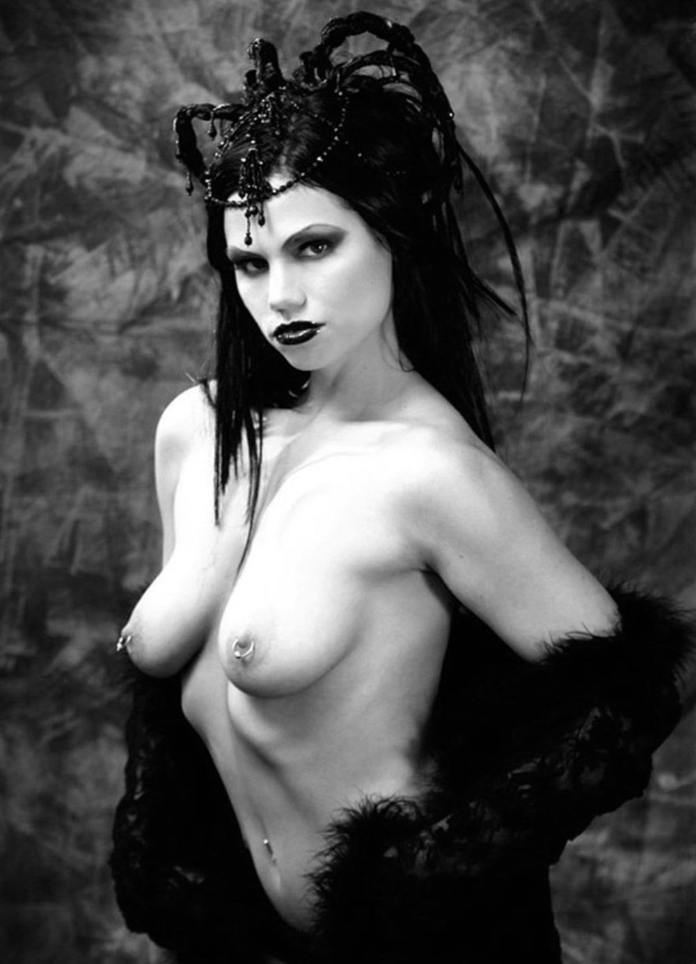 Photo shoot nude in Gothic style