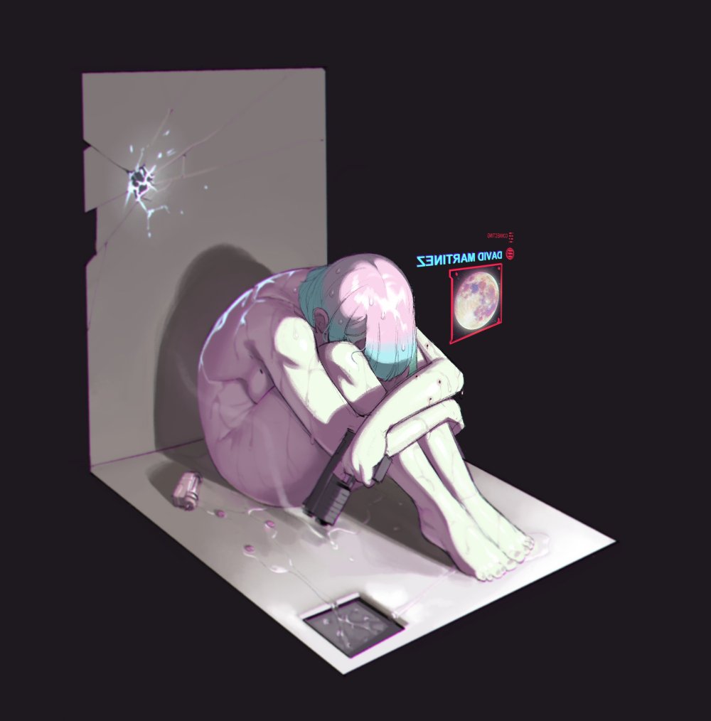 Cyberpank Lucy screams on the moon