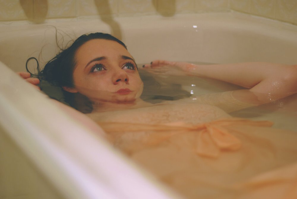 Young in the bathroom