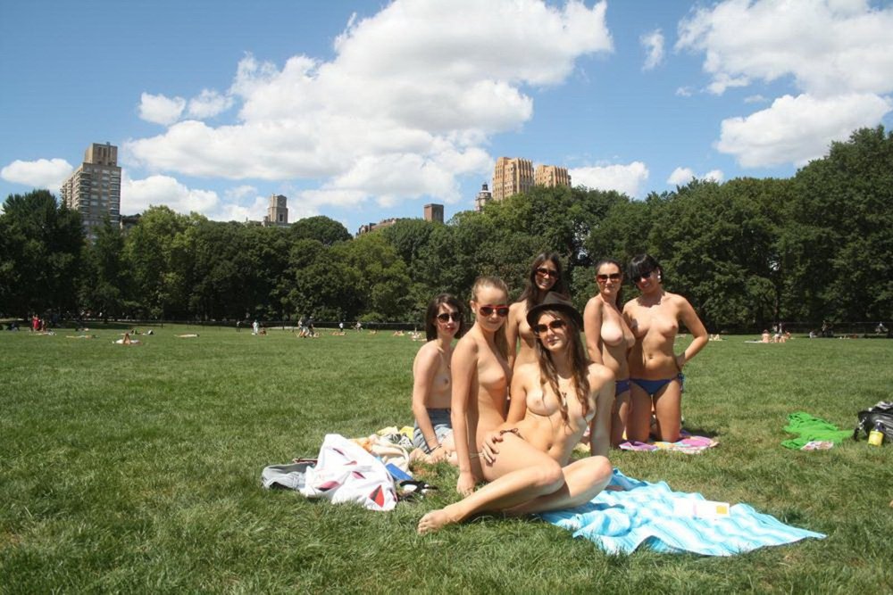 Girls topless in parks