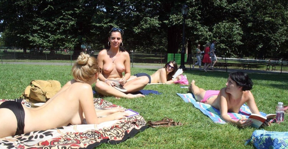 Girls topless in parks