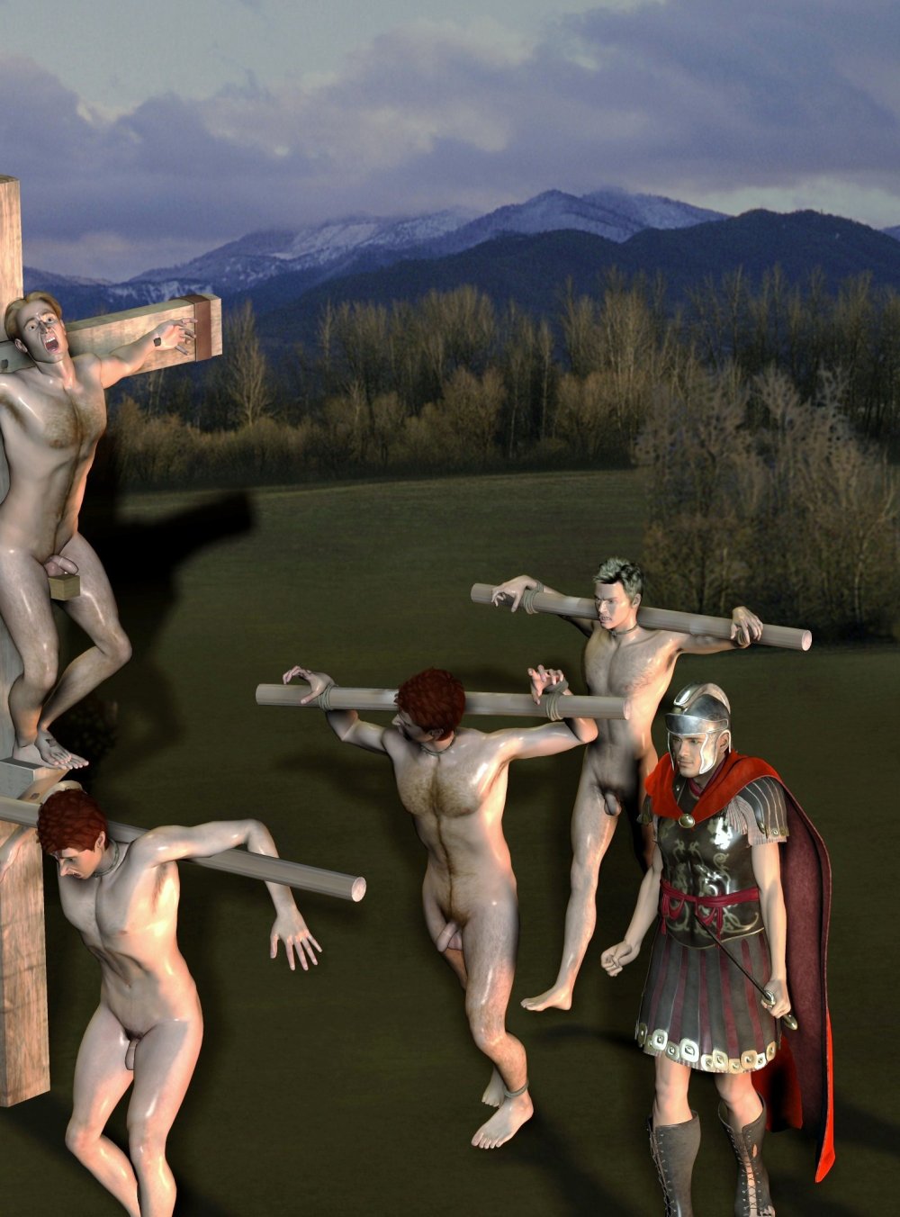 Crucifixion in Rome of Naked People