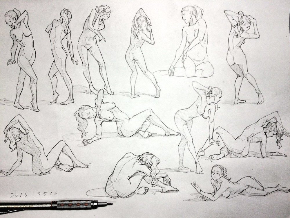 Posing naked for drawing