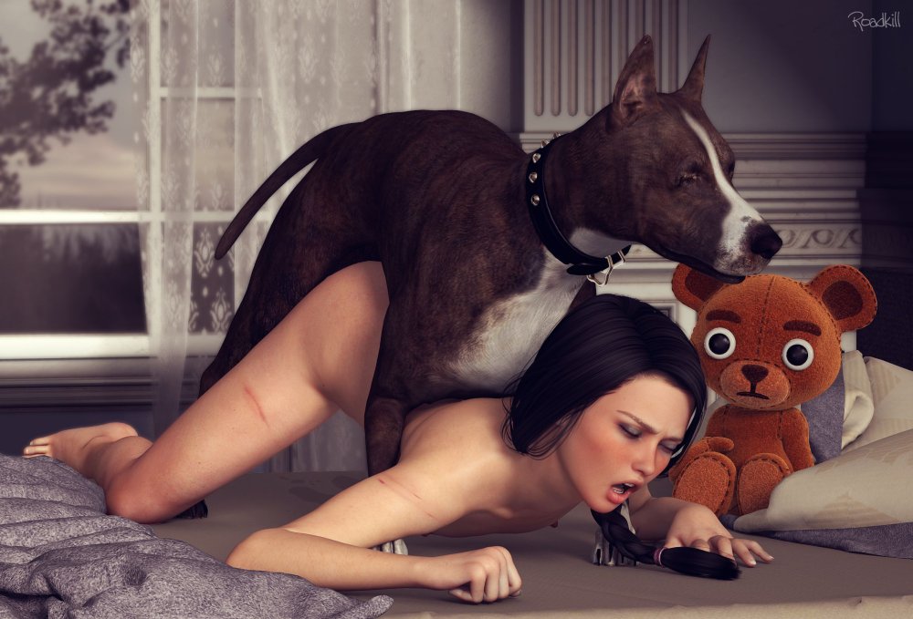 Pornomix 3D girl and dog