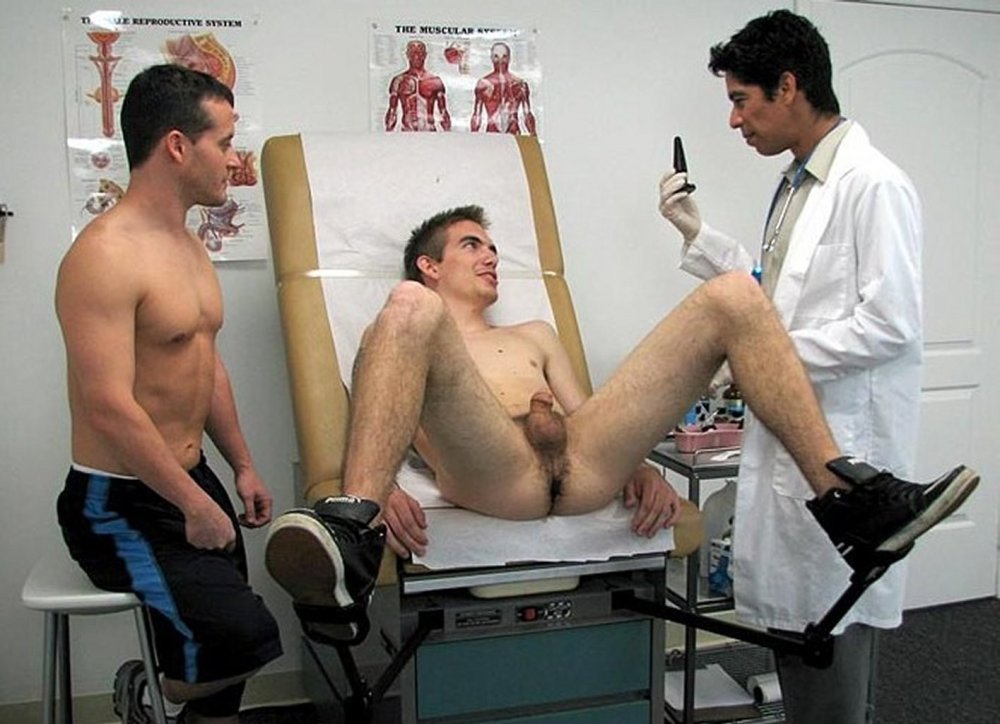 Men naked hairy physical examination