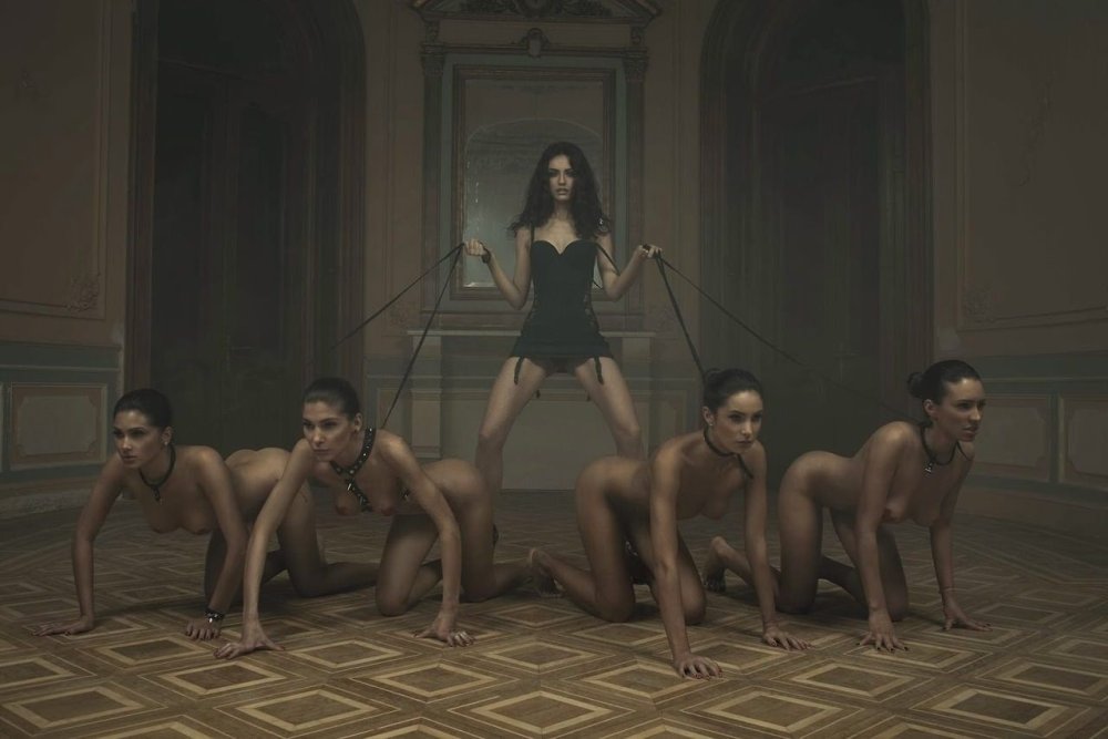 Girls with naked slaves