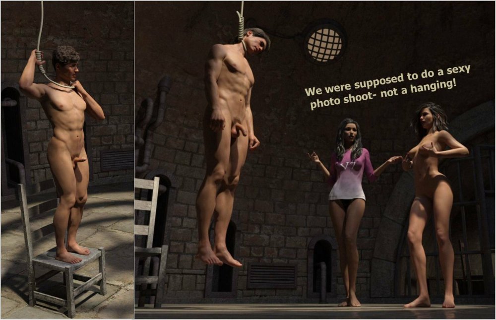 Erotic hanging of naked men