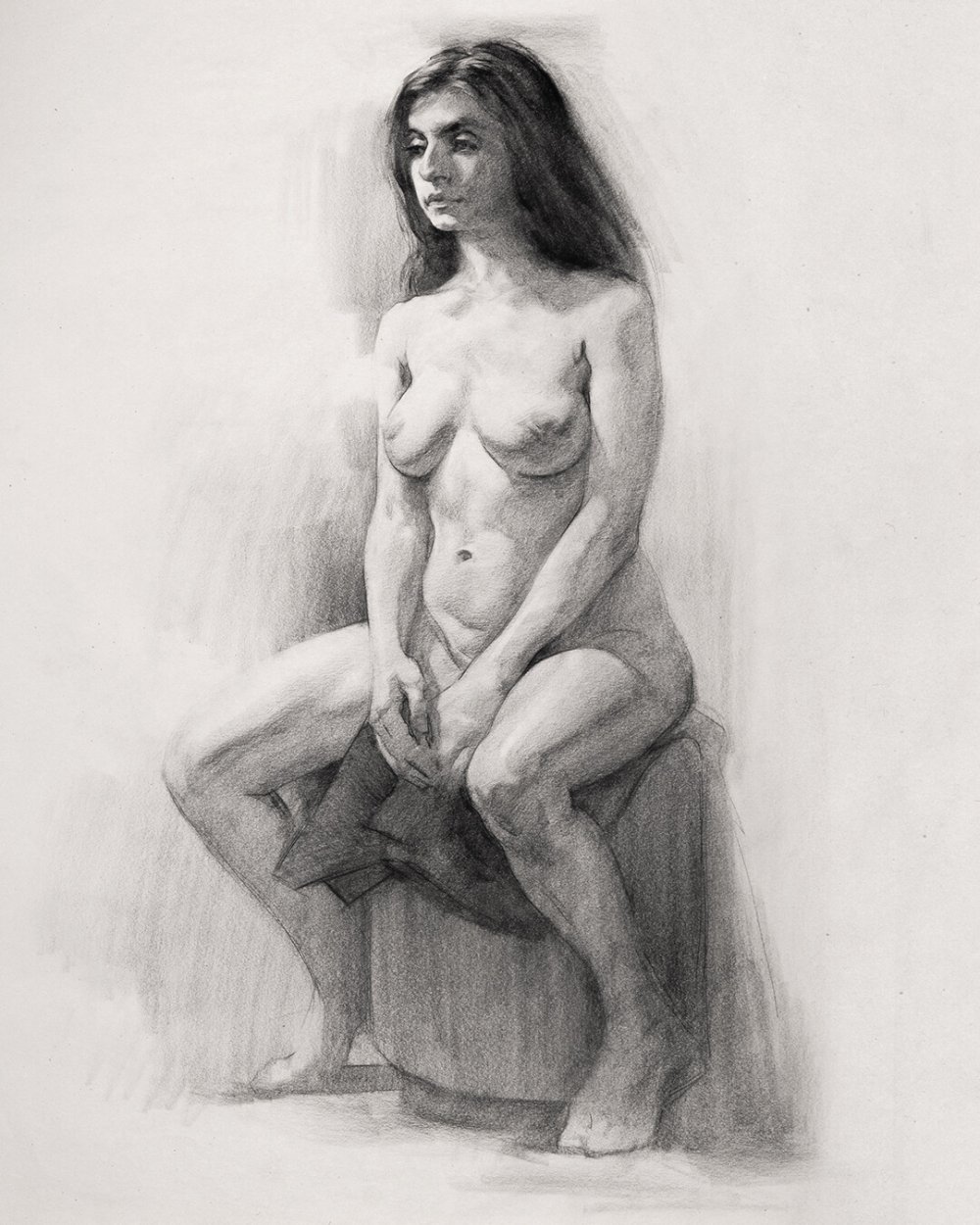 Female nude classic drawing