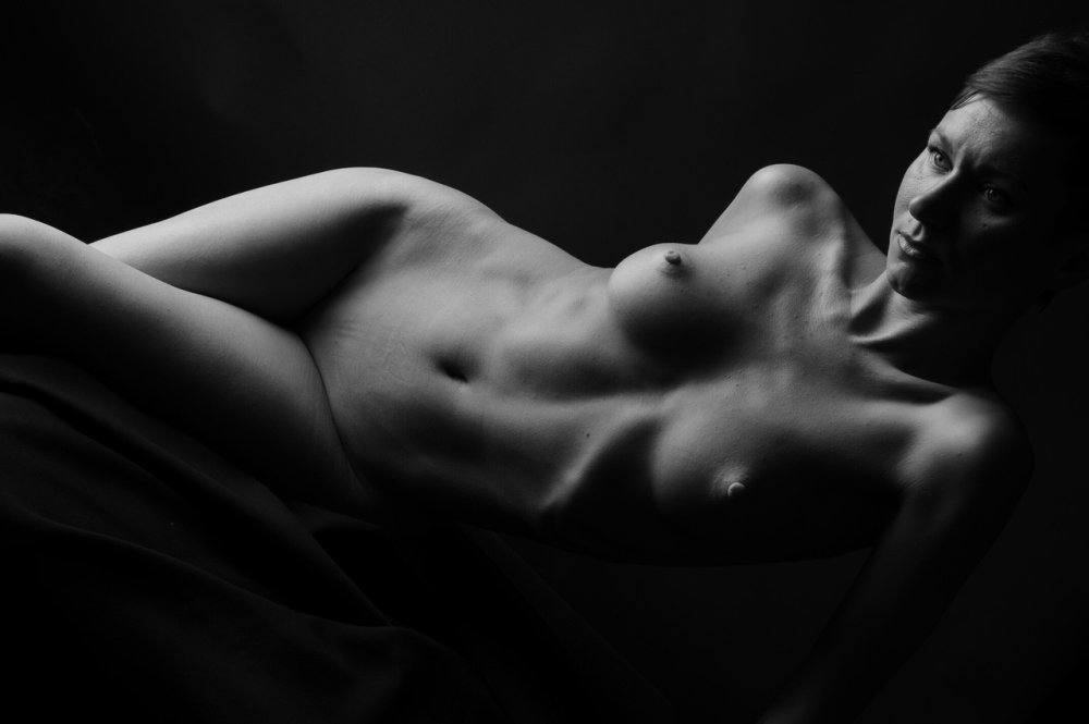 The female body is silhouette