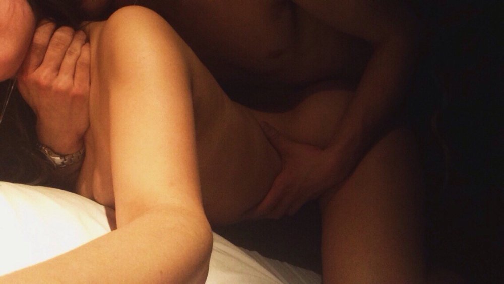 Erotic selfie couples on the bed