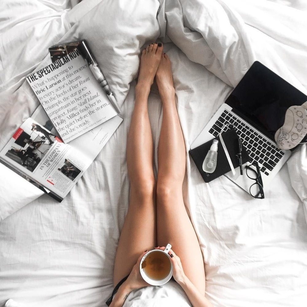 Women's legs and coffee