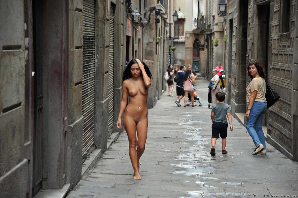 Naked along the street