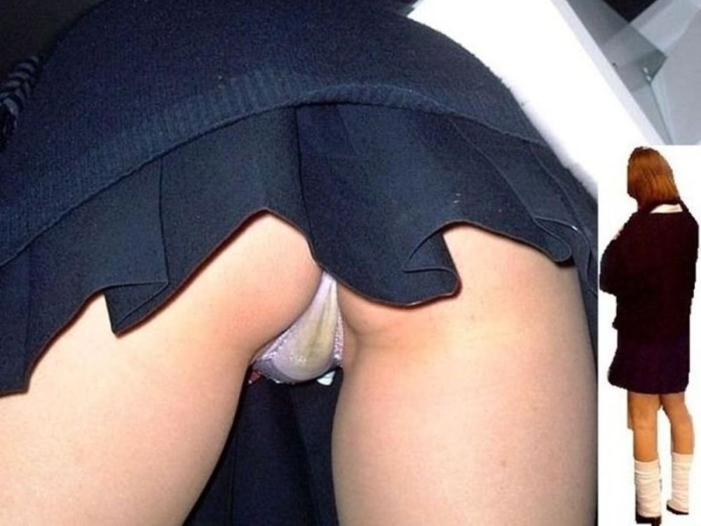 Panties under the skirt of schoolgirls