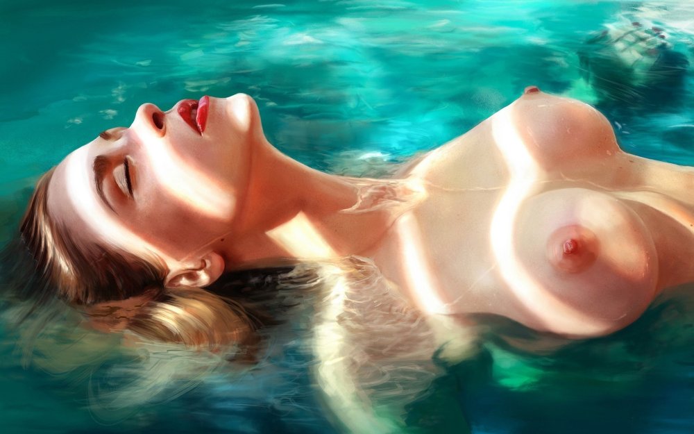 Beautiful breasts in water