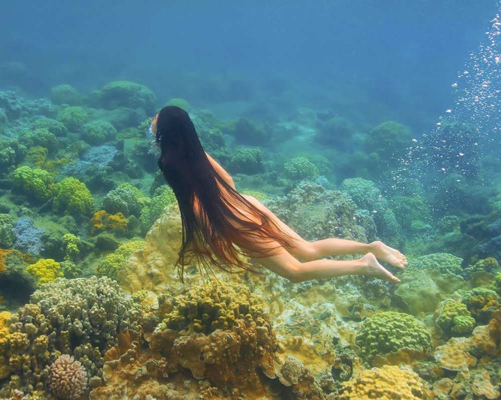 Mermaid with long hair Naked