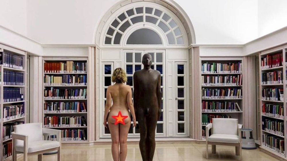 Naked women in the library