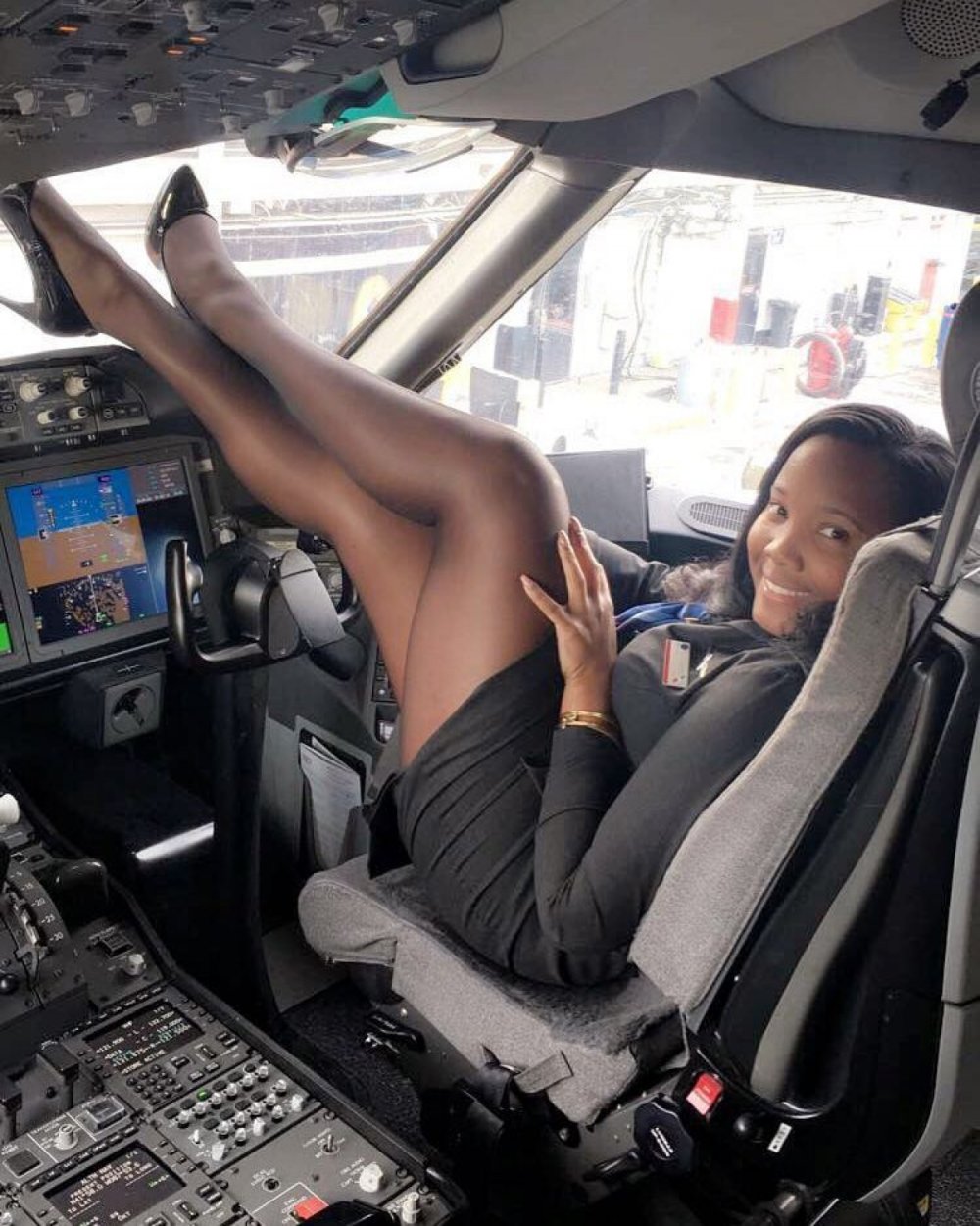 Naked stewardesses on an airplane