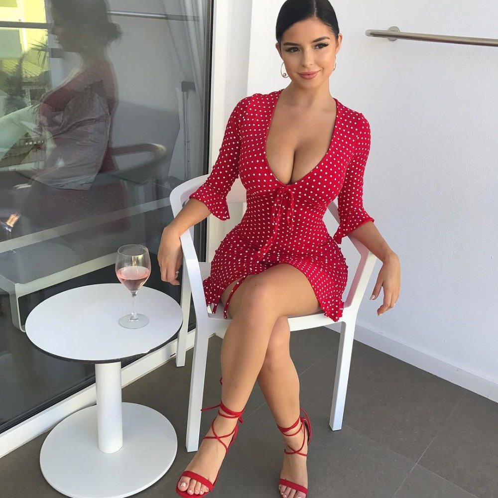 Demi Rose in a dress