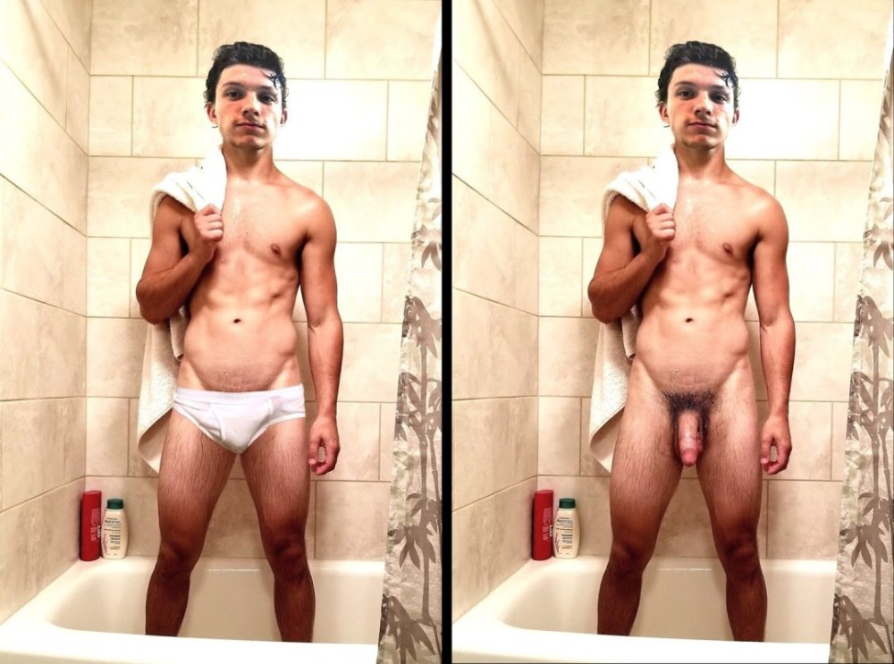 Naked Tom Holland in a bath