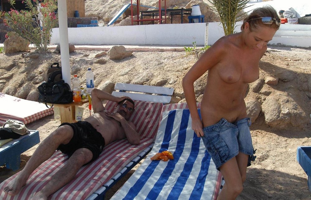 Naked wife on the beach in Egypt