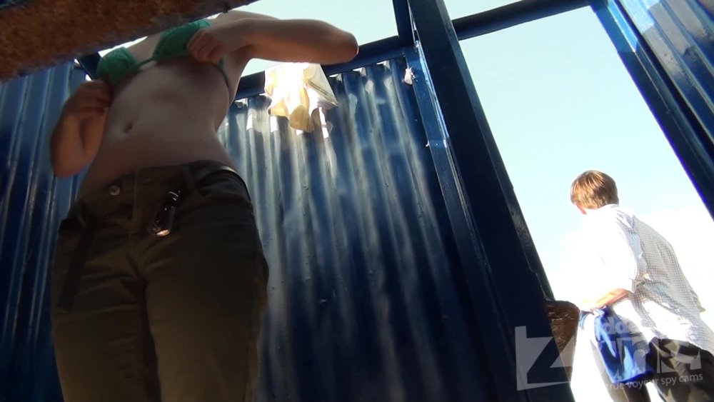 Hidden camera in a beach cabin