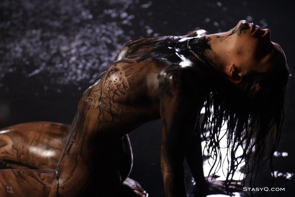 Girl doused with chocolate