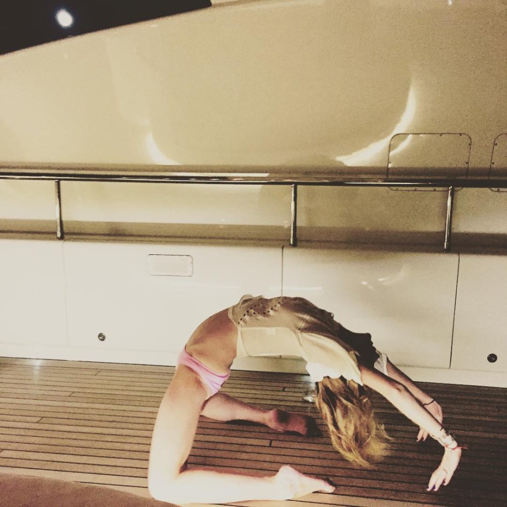Lindsay Lohan dancing on a yacht