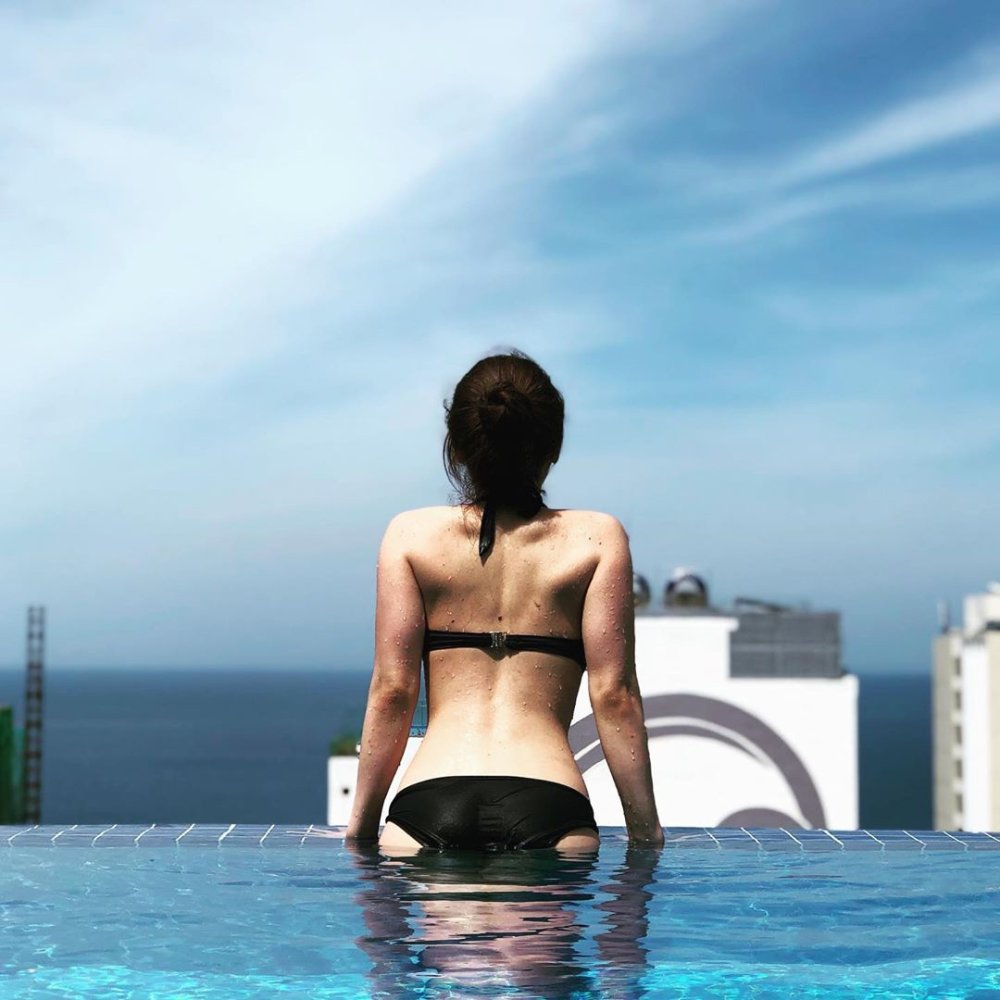 Naked Lolly Lips by the pool